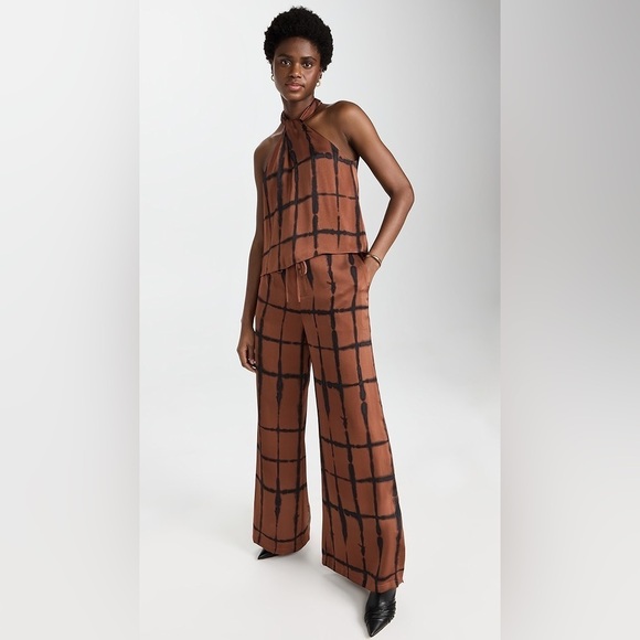 Jonathan Simkhai Katana Halter Twist Blouse Joey Wide Leg Pant Shibori Set NWT M - Picture 2 of 11